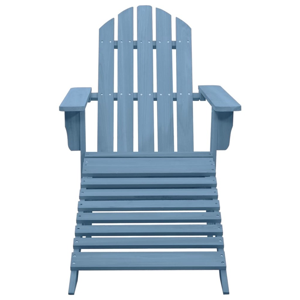 Chaise de jardin adirondack avec pouf bois de sapin solide bleu