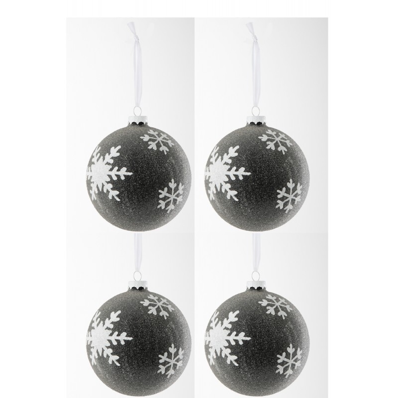 Boite de 4 boules de noël en verre noir 12x12x12 cm
