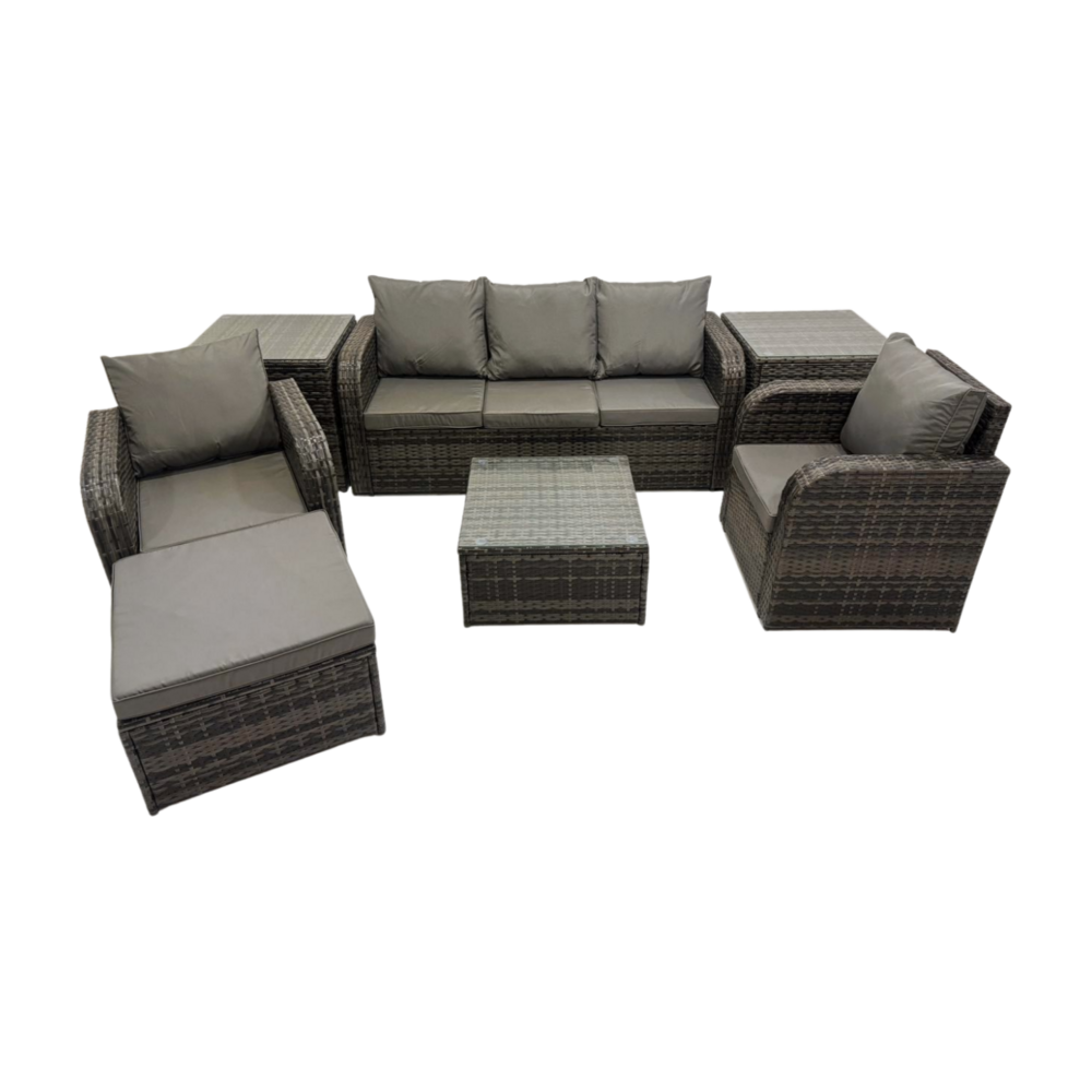 Ensembles de meubles de jardin 6 pièces canapés de terrasse avec chaise inclinable canapé 3 places 2 tables d'appoint grand tabouret