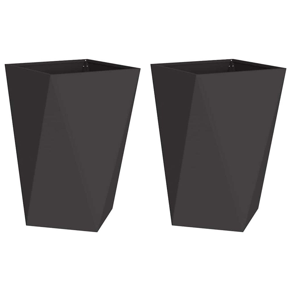 Jardinière d'extérieur 2 pc noir 50 x 50 x 75 cm acier