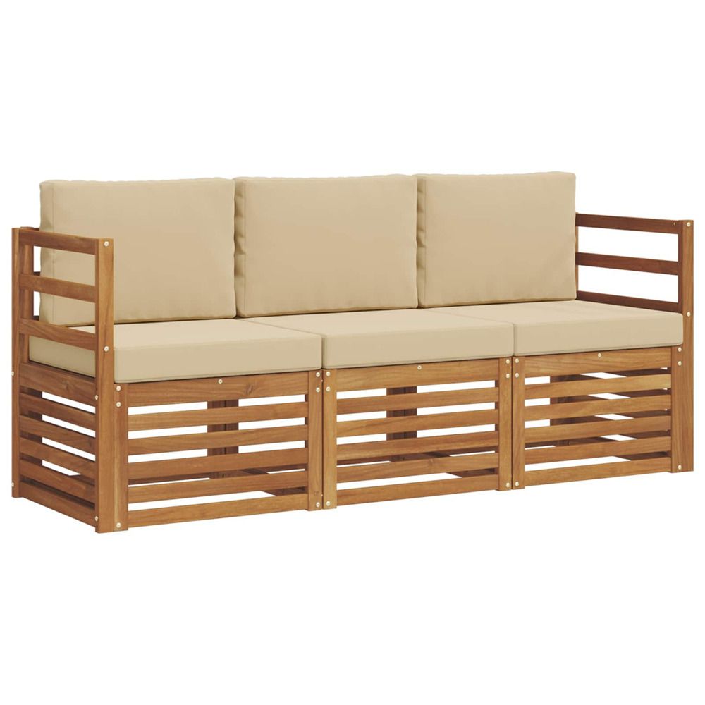 Ensembles de canapés 3 pc naturel et beige bois d'acacia massif