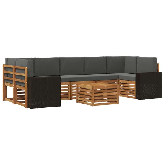 Ensemble de canapés d'extérieur 8 pc naturel et anthracite