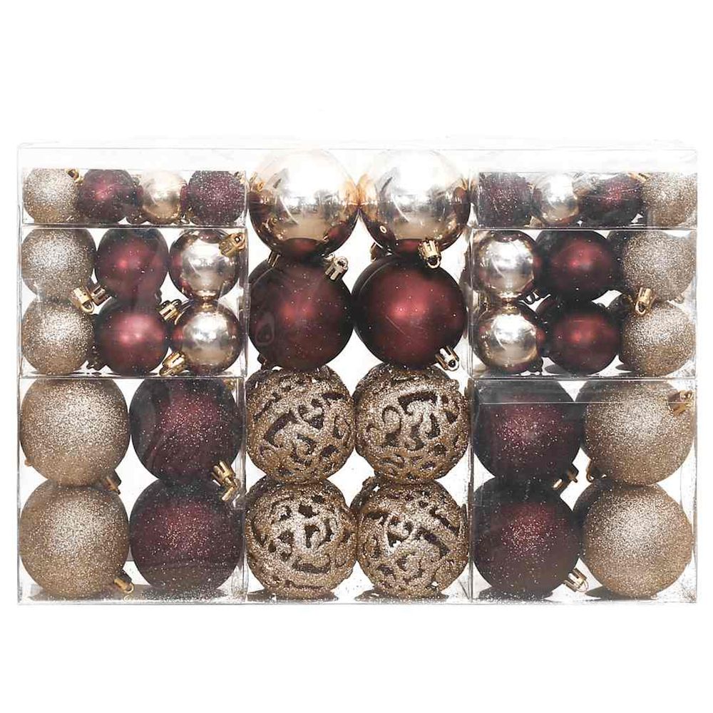 Boules de noël 100 pcs champagne et marron 3 / 4 / 6 cm