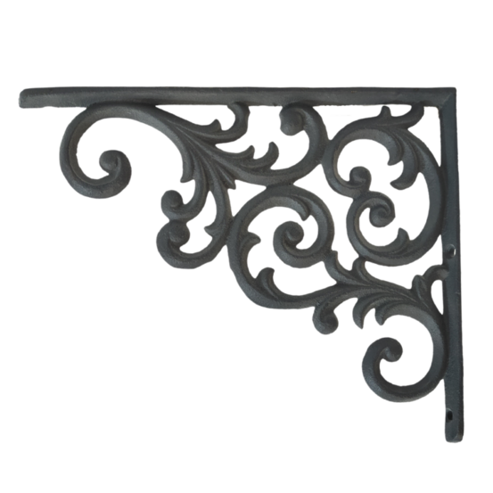 Équerre fixation étagère vintage ancienne fonte grise 24 x 20 cm