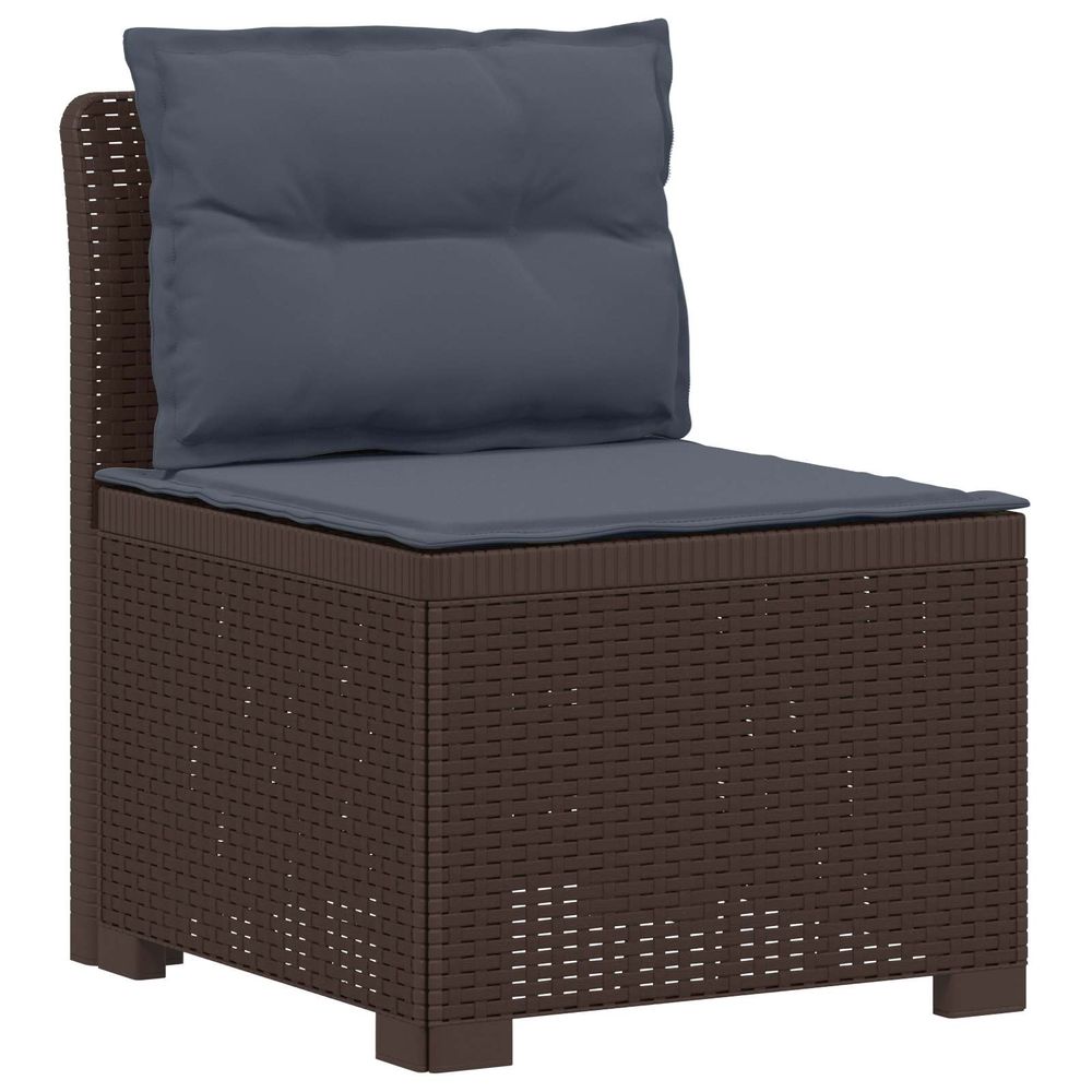 Canapé de jardin 1 place avec coussins look rotin pp marron