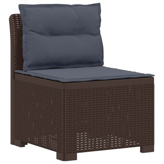 Canapé de jardin 1 place avec coussins look rotin pp marron