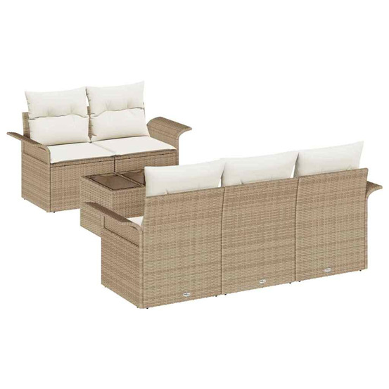 Ensemble de canapé de jardin avec coussin 6 pcs beige et crème