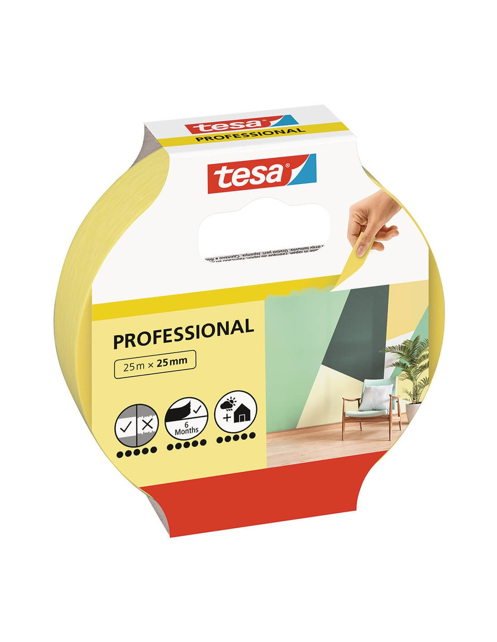 Adhésif de masquage finitions parfaites special murs et plafonds tesa jaune 25mx25m - tesa grand pub