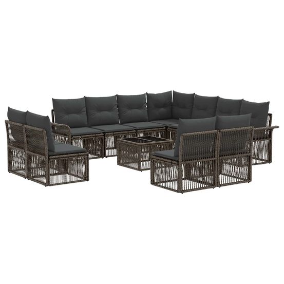 Ensemble de canapé de jardin 12 pc gris polyrotin