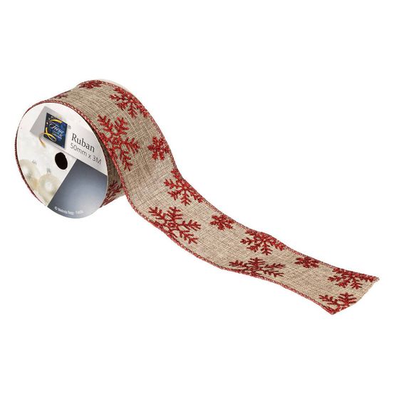 Ruban imprimé 50mm l.3 m polyester assorti