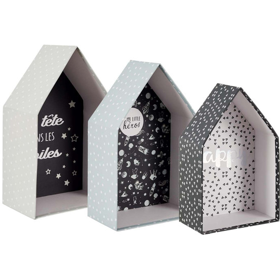 Lot de 3 boites gigognes maison la tête dans les étoiles