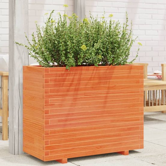Jardinière rectangulaire en pin cire marron 90x40x72 cm