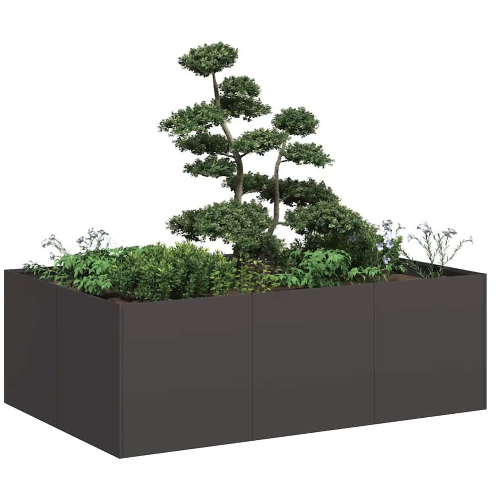 Grande jardinière rectangulaire acier noir potager 120x80 cm