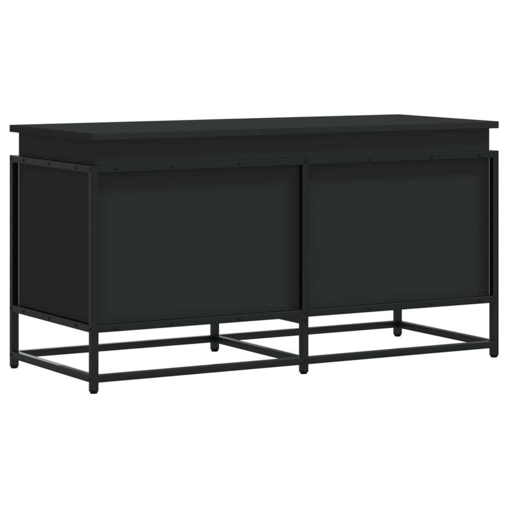 Boîte de rangement avec couvercle noir bois d'ingénierie