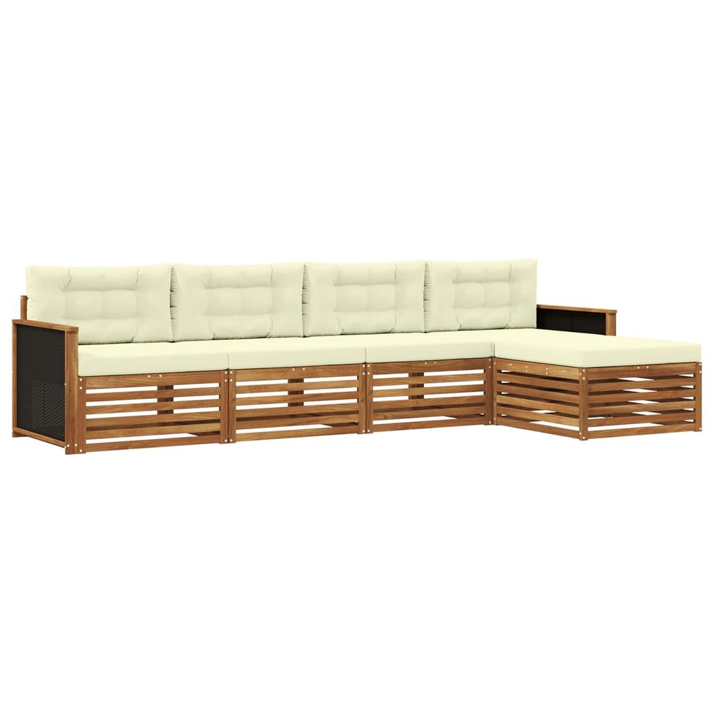 Ensemble de canapés d'extérieur 5 pc naturel et crème polyester