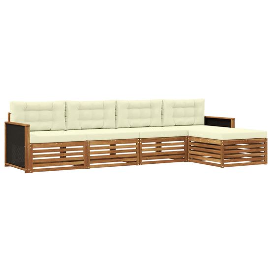 Ensemble de canapés d'extérieur 5 pc naturel et crème polyester