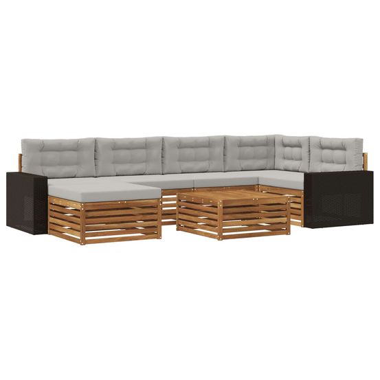 Ensemble de canapés d'extérieur 7 pc naturel et gris clair