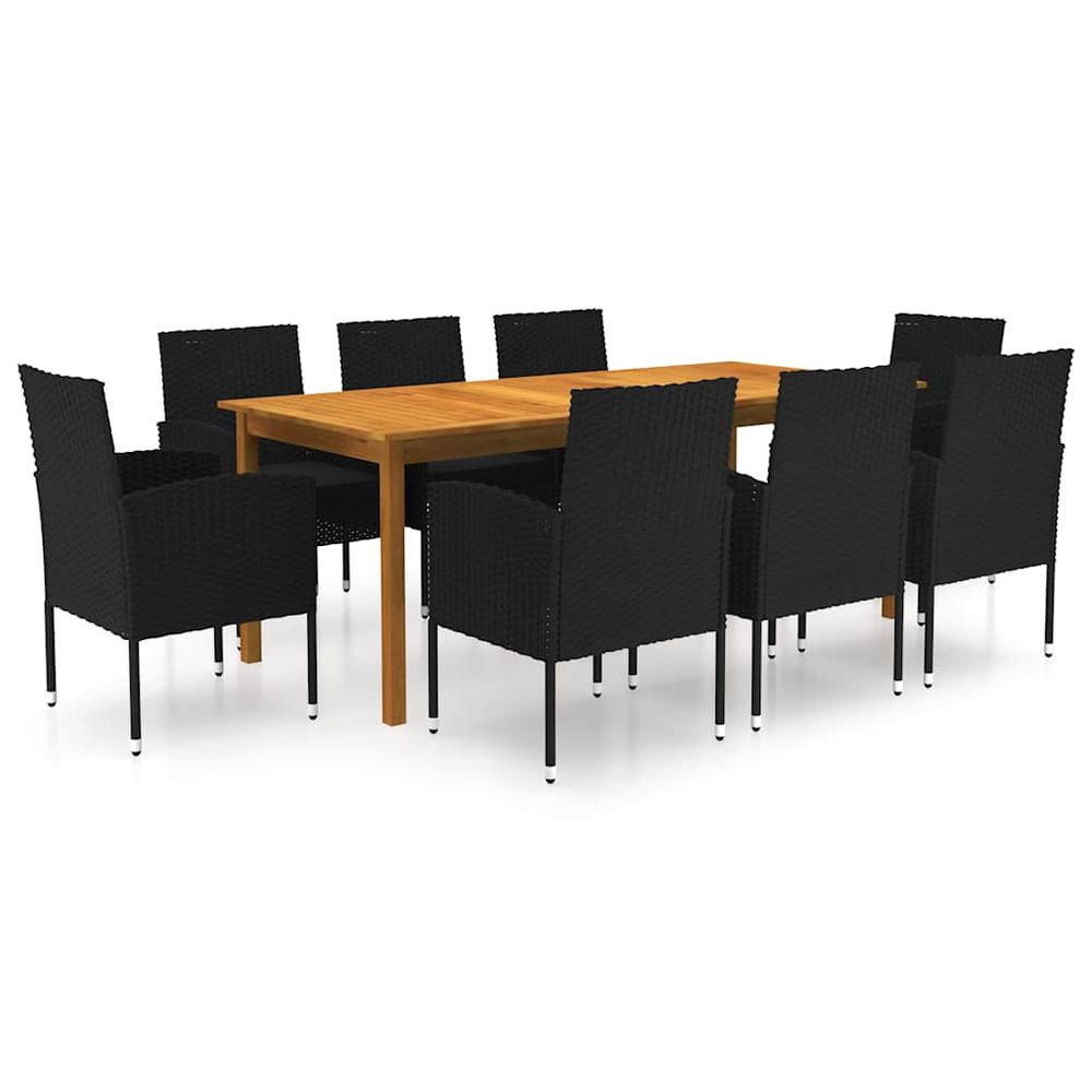 Ensemble à manger de jardin 9 pcs noir