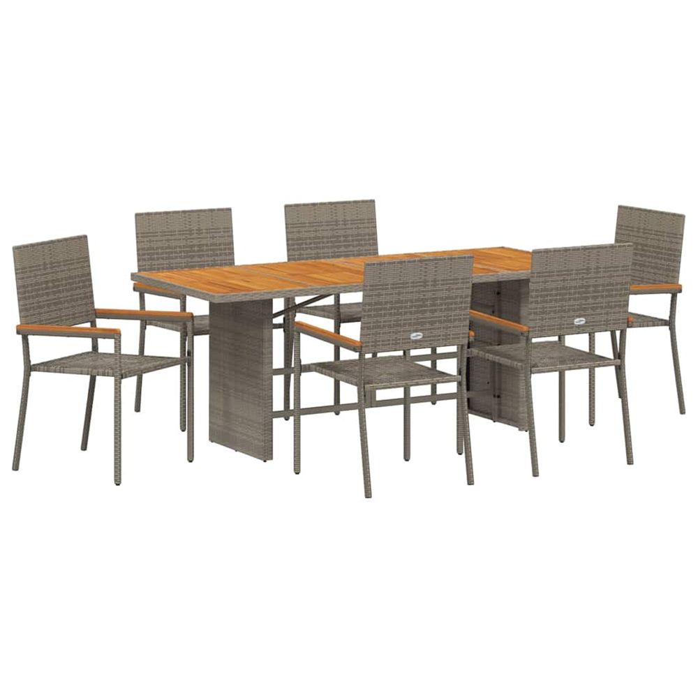 Ensemble de salle à manger pour jardin 7 pc gris polyrotin