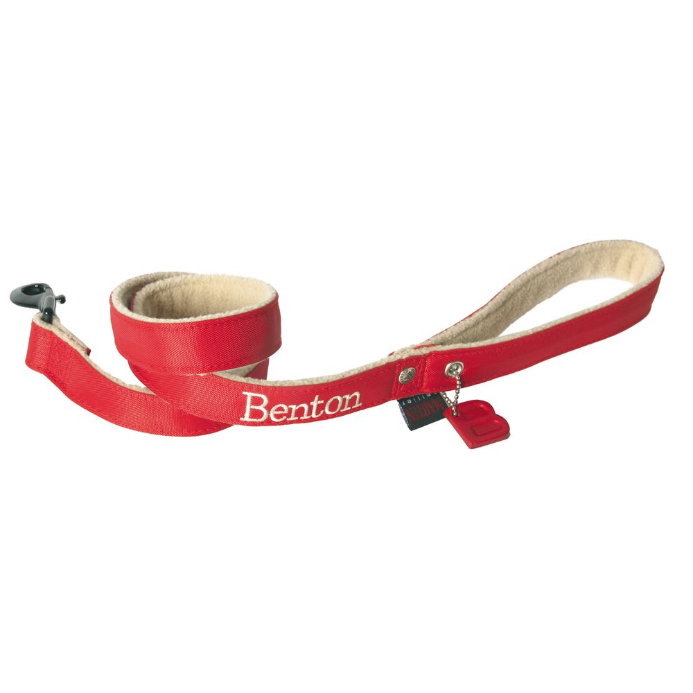 Martin sellier - laisse pour chiens en nylon doublé de polaire martin sellier - collection benton - laisse avec médaillon benton