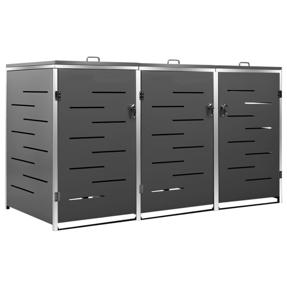Abri pour trois poubelles 207x77,5x112,5 cm inox