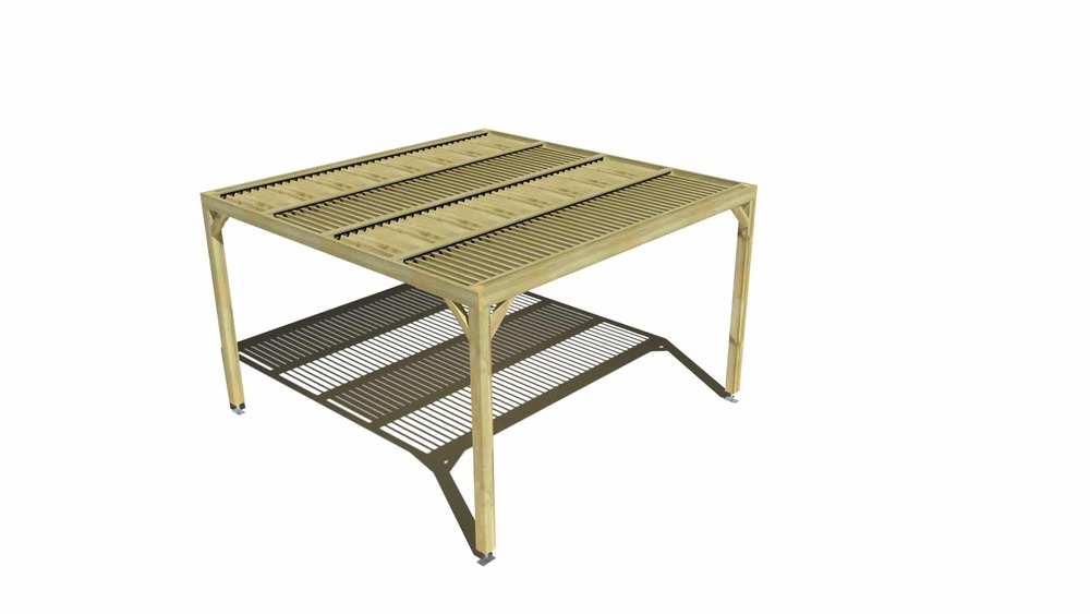 Pergola bois • 4m x 4m • indépendante • sens largeur • lames orientables bioclimatiques incluses • livraison comprise