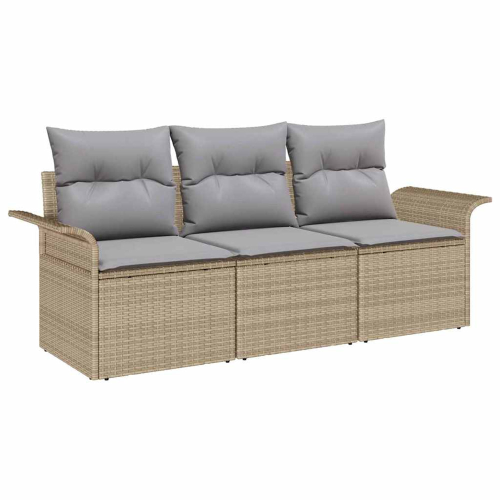 Ensemble de canapé de jardin 3 pcs beige poly rotin