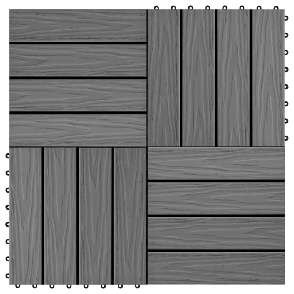 Carreau de terrasse en relief 11 pcs wpc 30x30 cm 1 m² gris