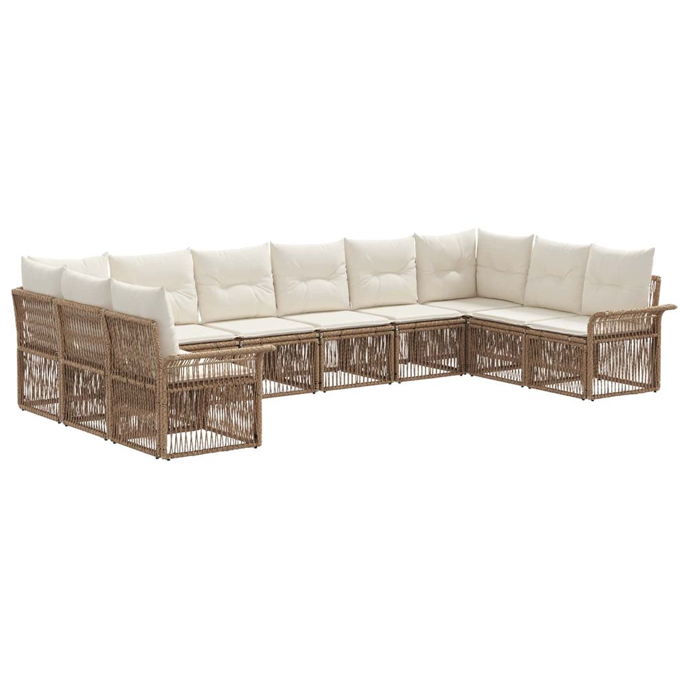 Ensemble de canapé de jardin 10 pc beige polyrotin