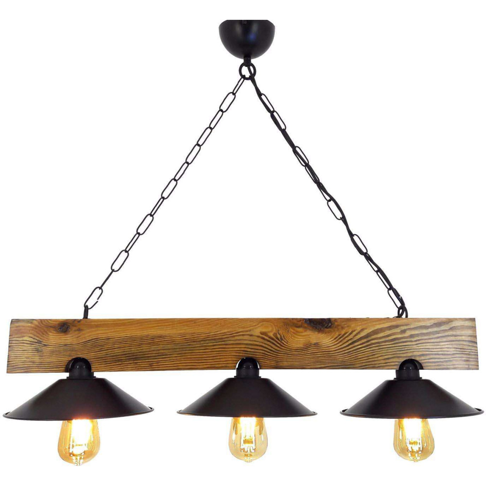 Suspension en bois 3 abat-jour sabka