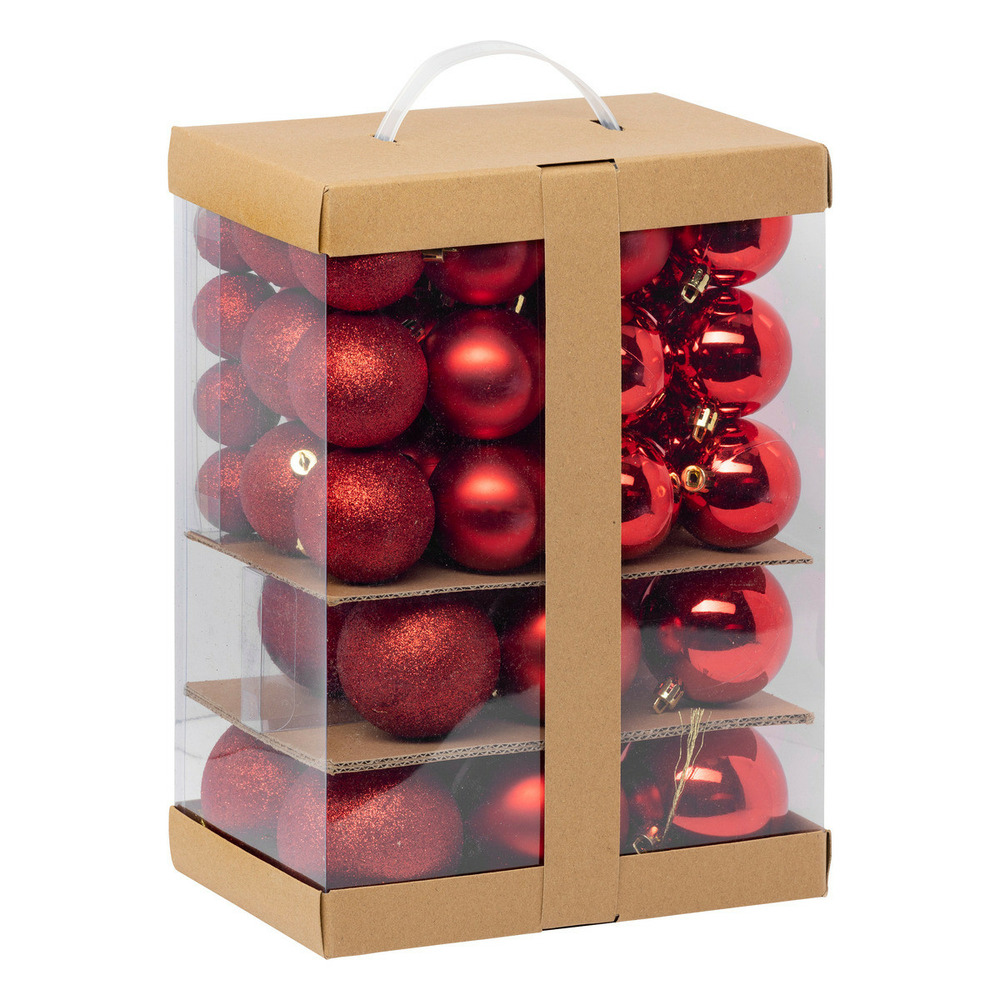 Déco de sapin lot de 60 boules de noël de 4 à 8 cm - rouge