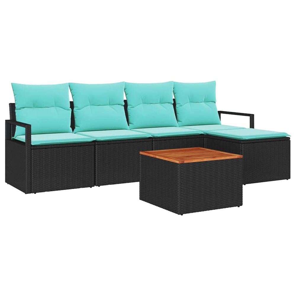 Ensemble de canapé de jardin 6 pc noir polyrotin