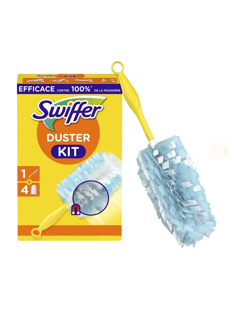 Kit plumeau 1 manche + 4 recharges anti-poussière - swiffer