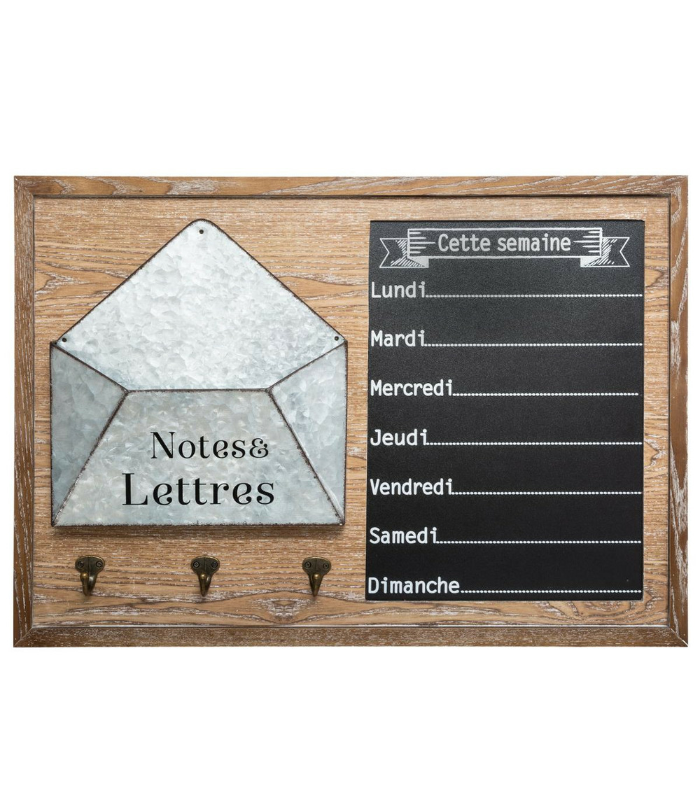 Tableau mémo ardoise pochette et porte clés 70 x 48 cm