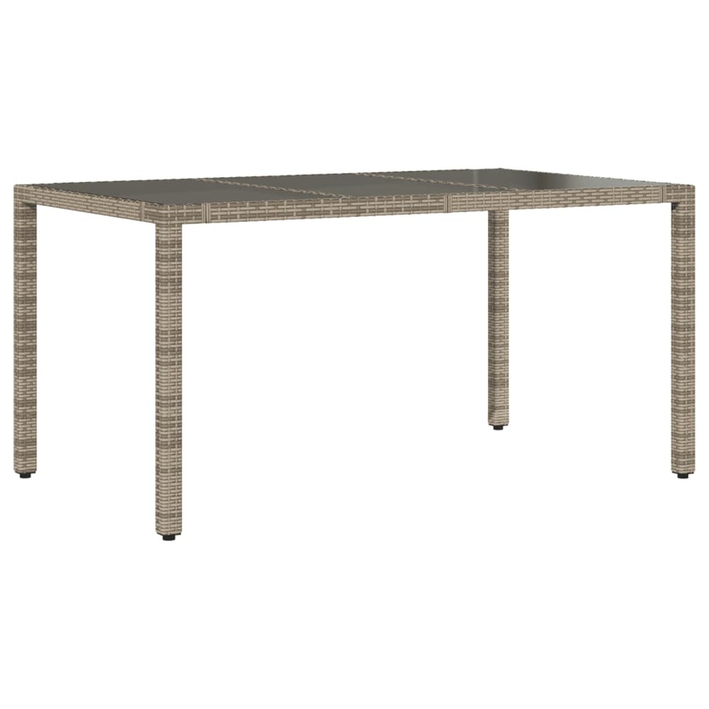 Table de jardin dessus en verre gris 150x90x75cm résine tressée