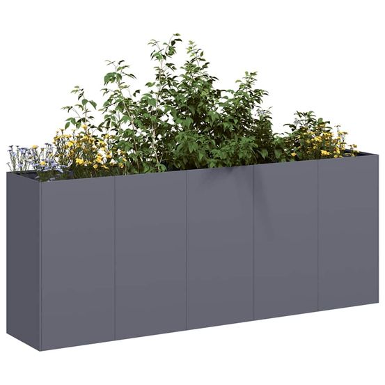 Très grande jardinière acier potager surélevé anthracite 200x40x80 cm