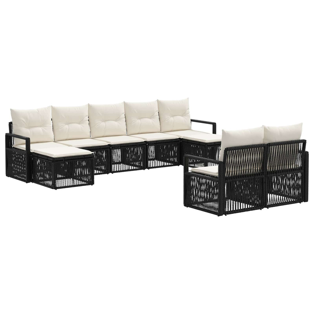 Ensemble de canapé de jardin 9 pcs noir polyrotin