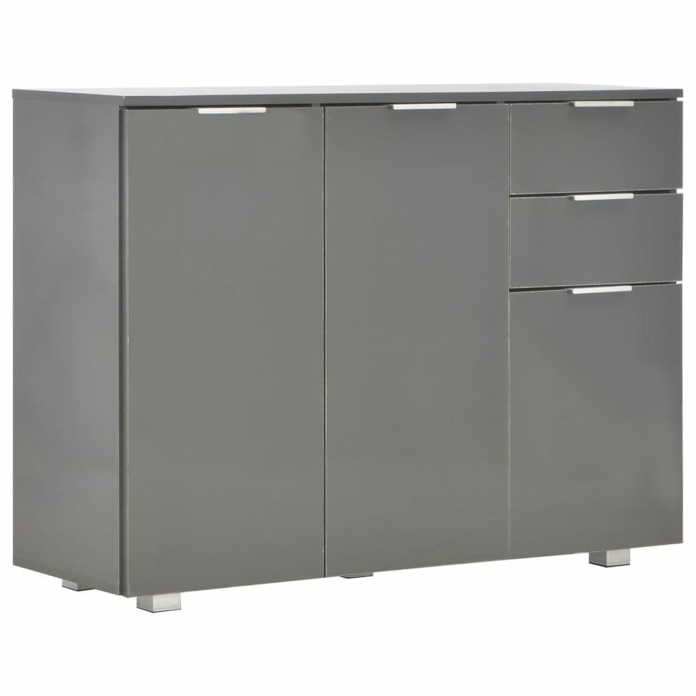 Buffet bahut commode armoire meuble de rangement organisateur cuisine salle de séjour salon brillant 107 x 35 x 80,5 cm gris