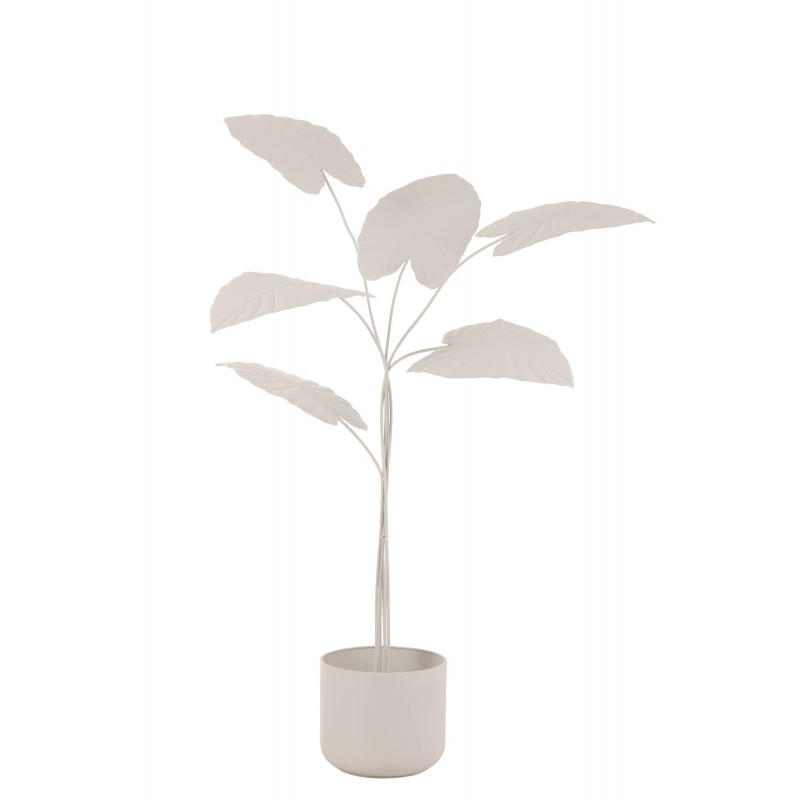Décoration plante en pot en métal blanc 60x60x140 cm