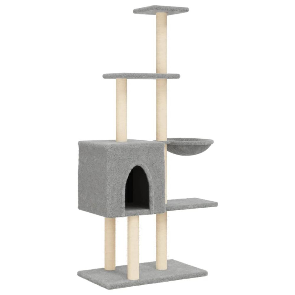 Arbre à chat avec griffoirs en sisal gris clair 145 cm