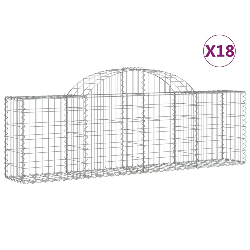 Paniers à gabions arqués 18 pcs 200x30x60/80 cm fer galvanisé
