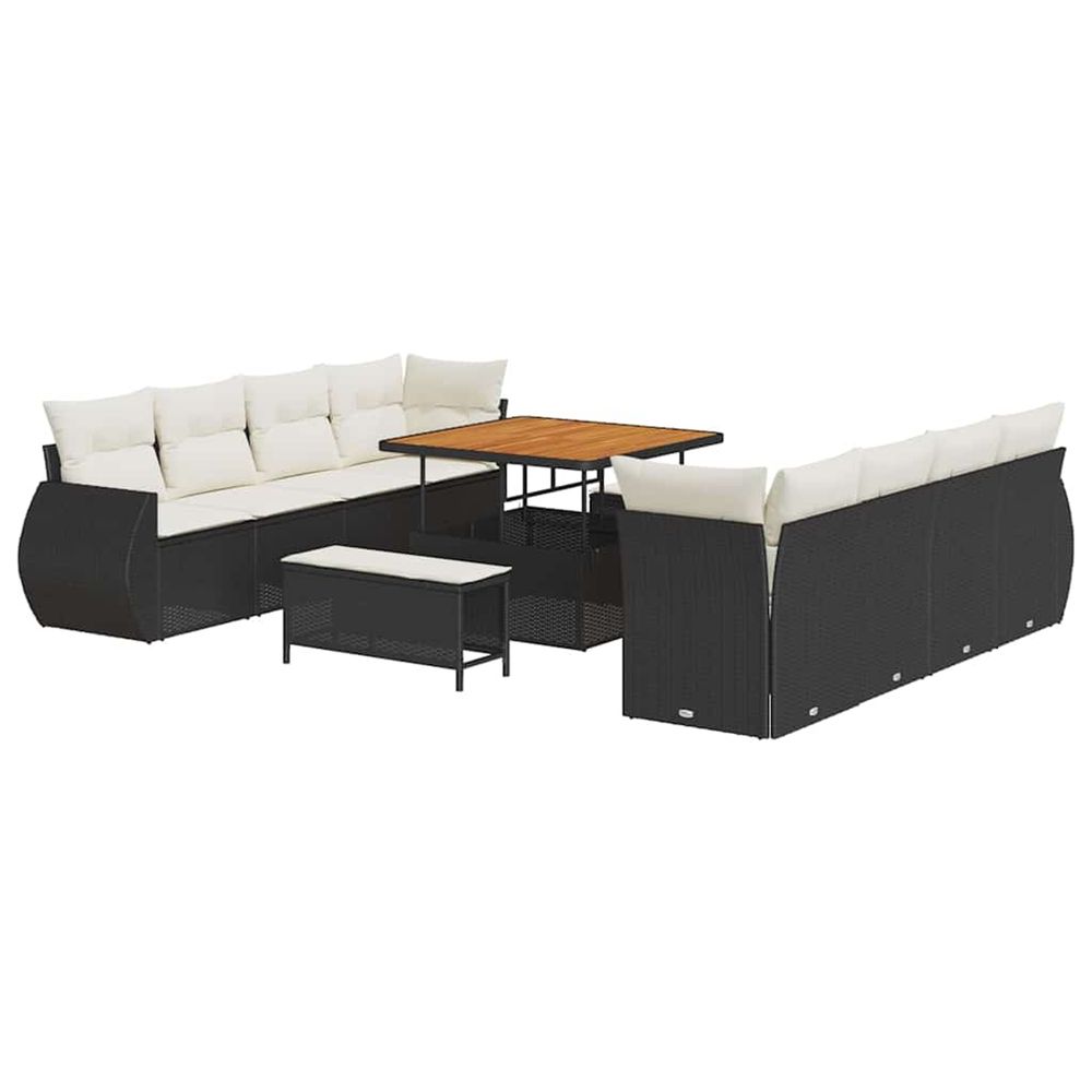 Ensemble de canapé de jardin 11 pc noir polyrotin