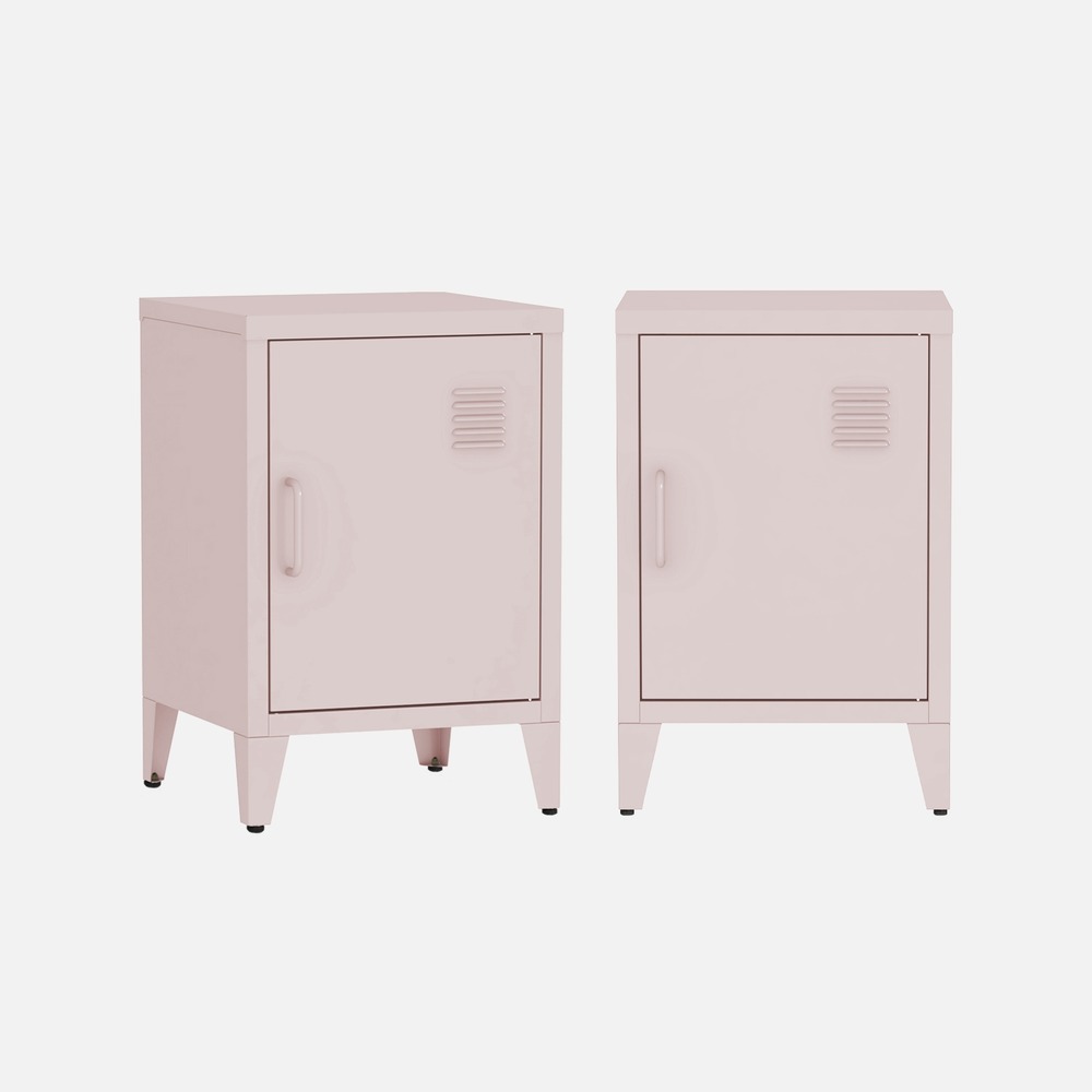 Lot de 2 tables de chevet industrielle métal, 1 porte