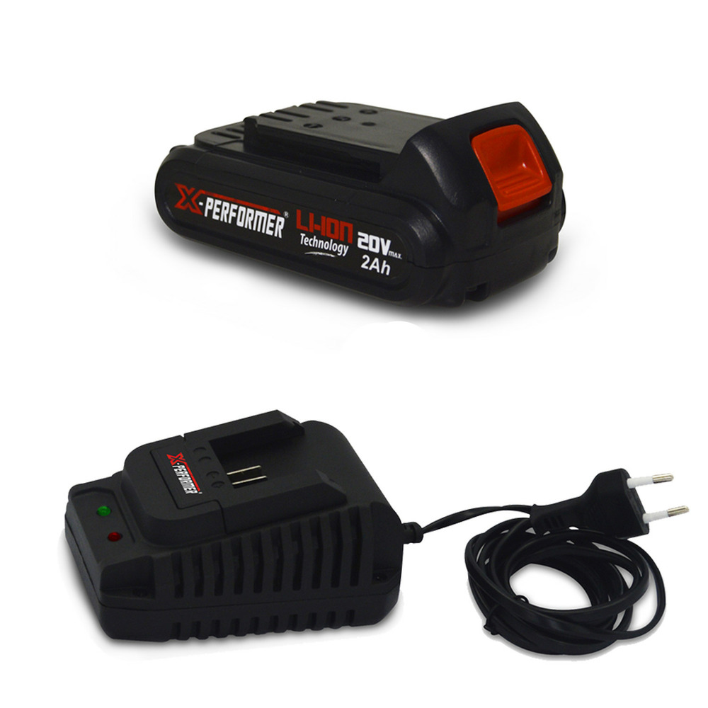Batterie concept 20v lithium 2 ah compatible pour la gamme d'outils electro-portatifs x-performer + chargeur unclus
