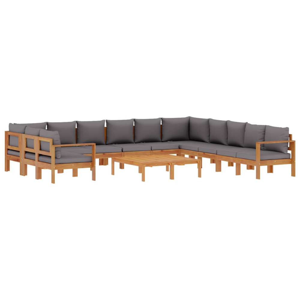 Salon de jardin avec coussins 9 pcs bois massif d'acacia