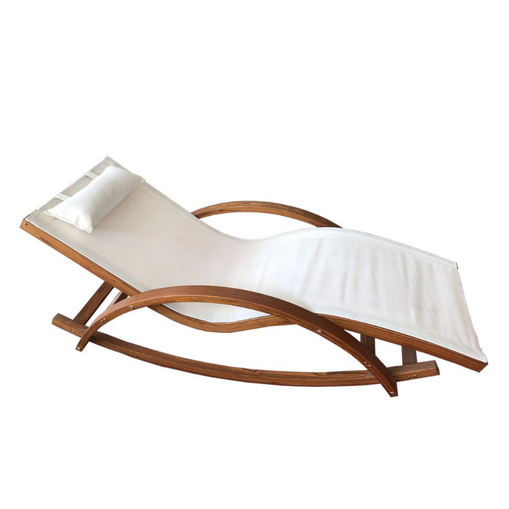 Transat à bascule en bois écru alcoba