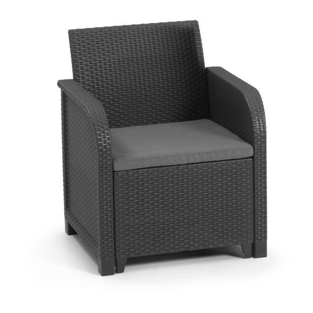Fauteuil de jardin avec coussin - en résine - allibert by keter - sanremo - gris graphite