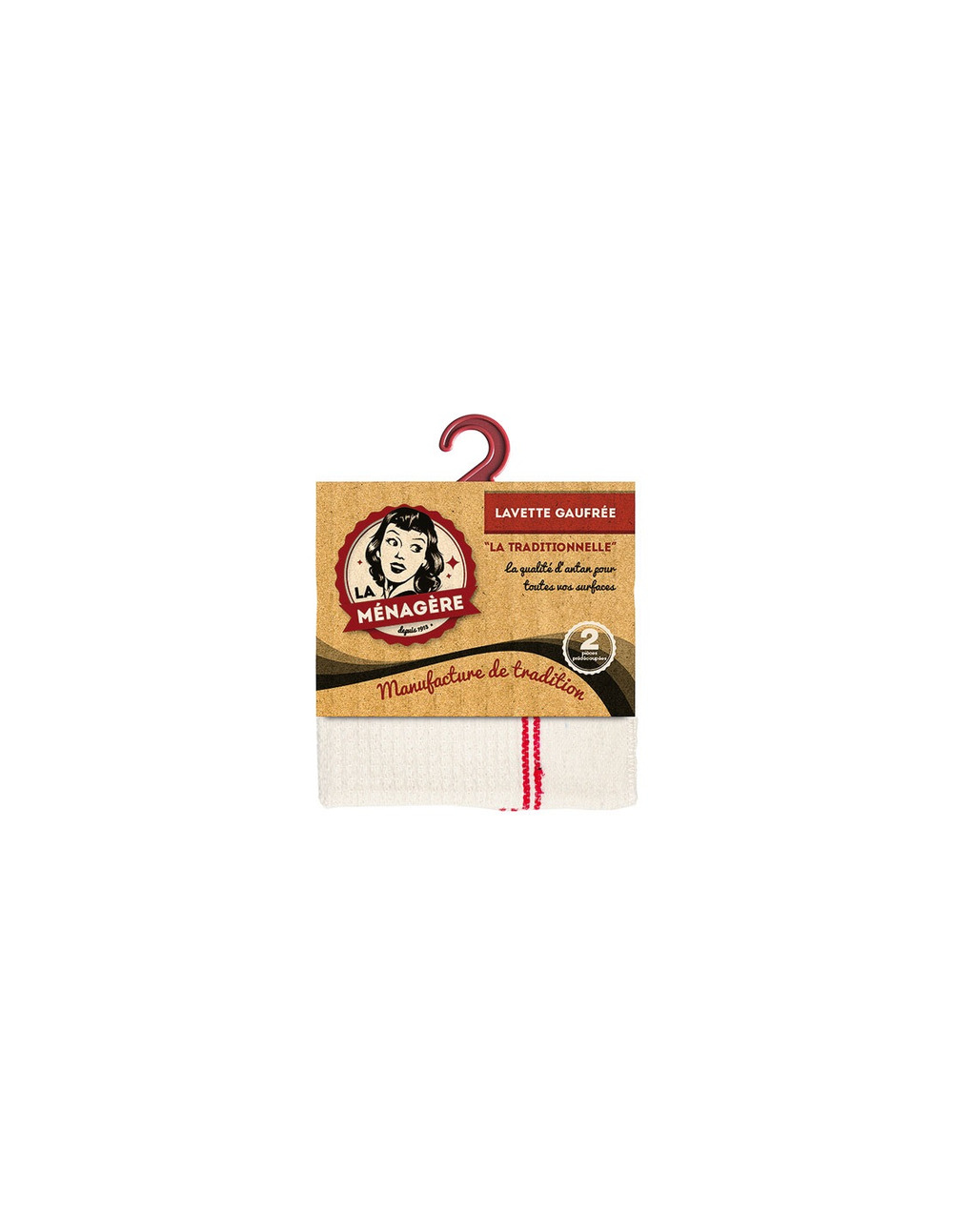 Lavette gaufrée 30x70cm la traditionelle sur cavalier - la menagere