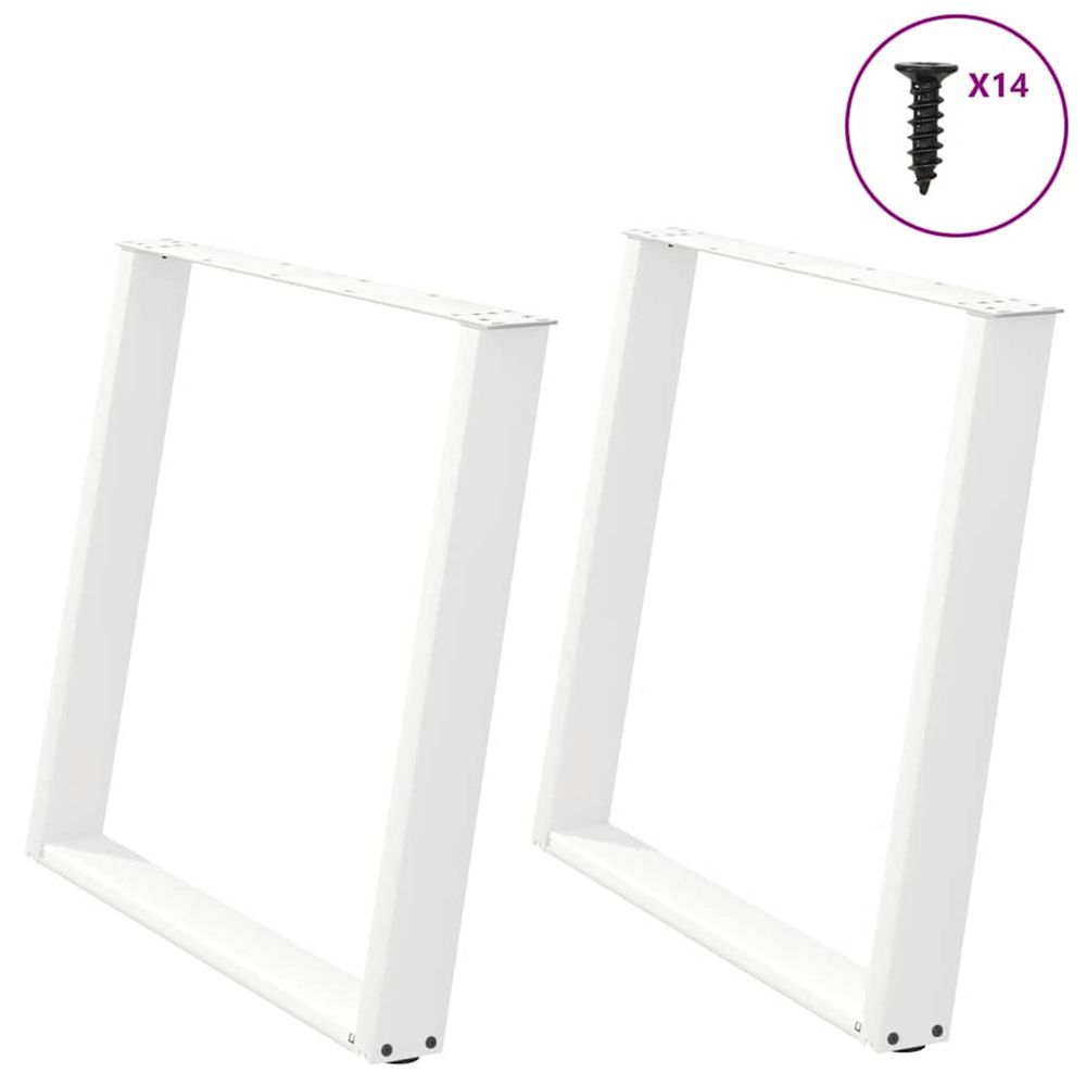 Pieds de table à manger en u 2 pièces blanc 100 x (72-73) cm acier