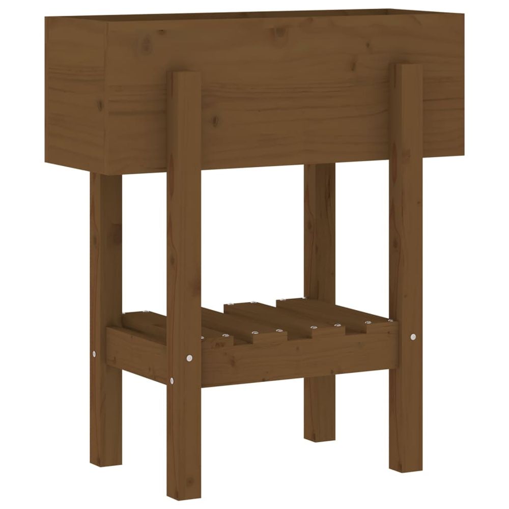 Jardinière d'extérieur marron miel 62x30x69 cm bois massif de pin